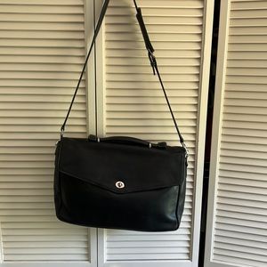 Coach black leather brief case